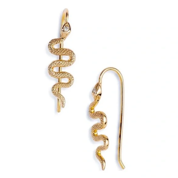 Any 2/$20! Gold Squiggly Serpent Threader Earrings - Picture 2 of 5